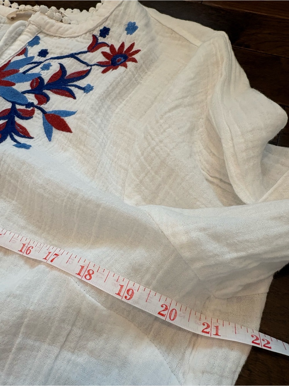 Soft Surroundings White Embroidered Midi Dress Boho 4th of July Americana - Picture 13 of 16